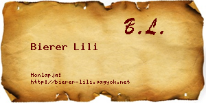 Bierer Lili névjegykártya